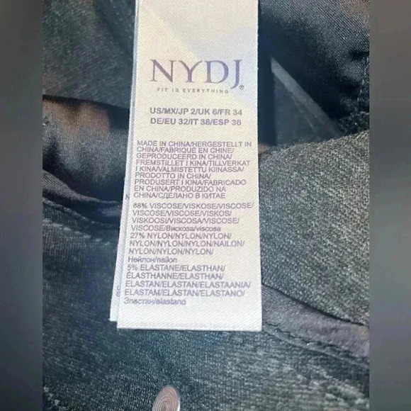 NYDJ Marilyn straight casual slimming lift tuck heathered grey straight pants 2 - Picture 5 of 5